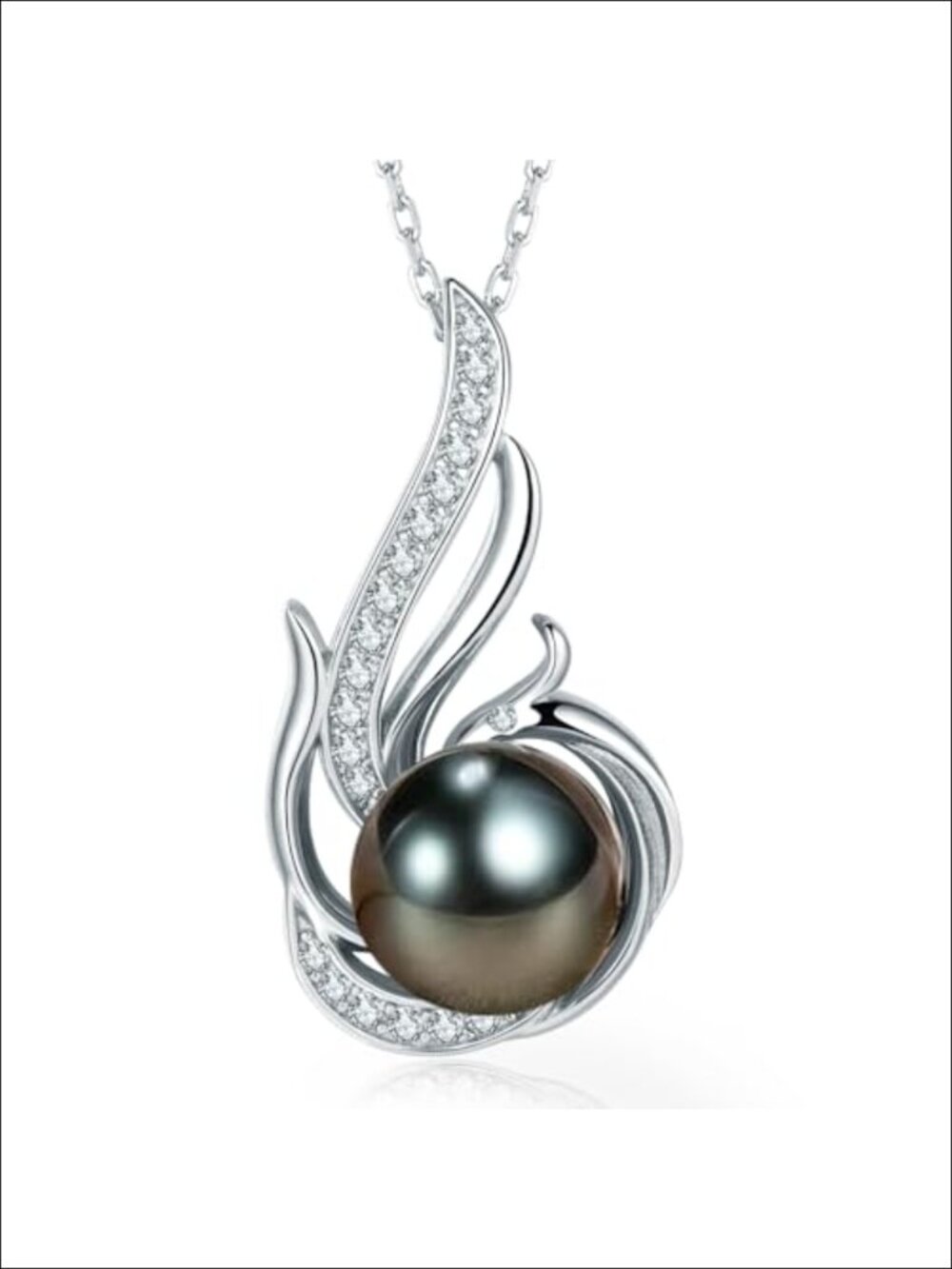 18K Gold Plated 925 Sterling Silver Tahitian Pearl Phoenix Pendant Necklace